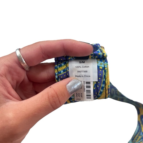 J. Crew Women’s Size S/M Blue, Yellow, Paisley Quilted Fabric Enamel Buckle Belt - Picture 5 of 9
